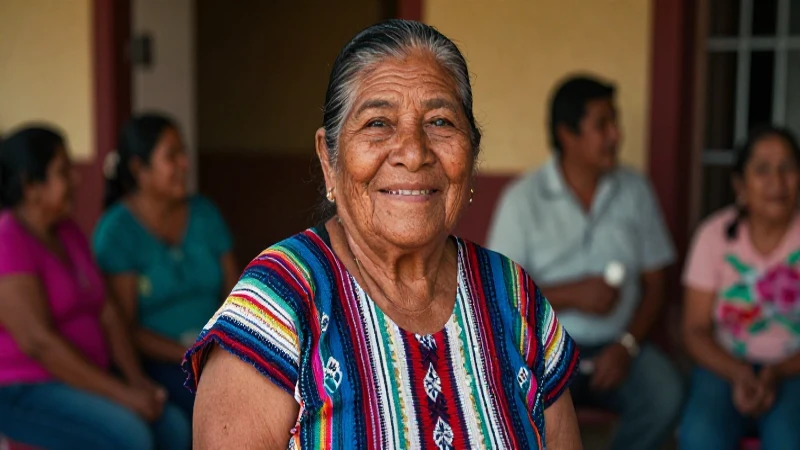 Retrato vibrante de una anciana mexicana alegre
