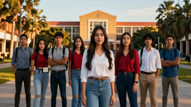 Estudiantes mexicanos en campus universitario moderno