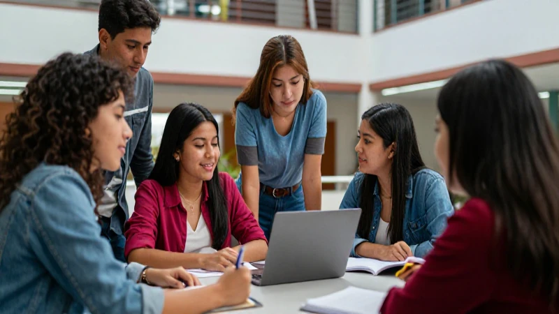 Estudiantes mexicanos colaboran en un moderno campus universitario