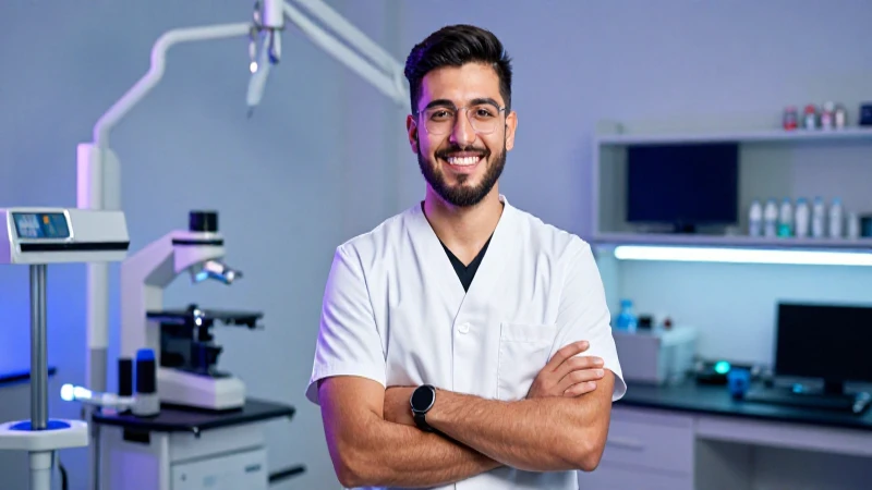 Joven dentista mexicana exitosa en laboratorio