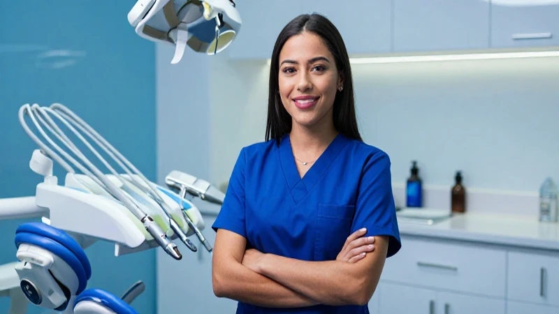 Dentista mexicana profesional en clínica de alta tecnología