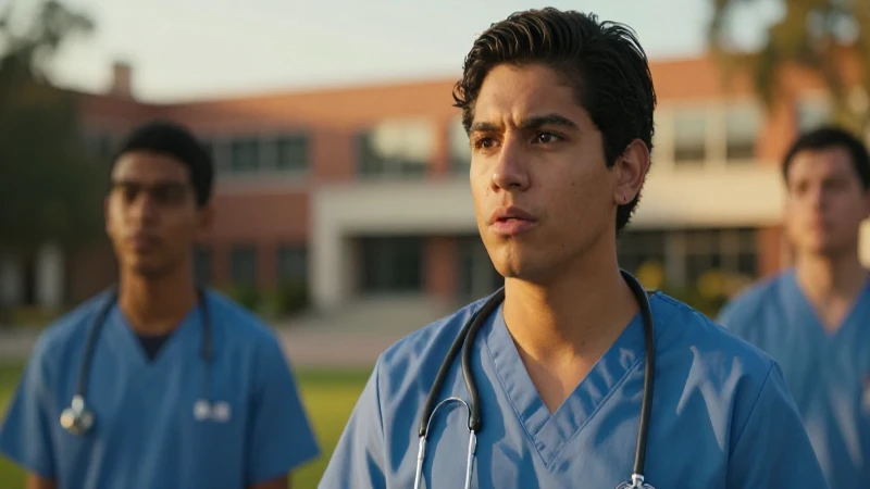 Estudiante médico concentrado en entorno moderno