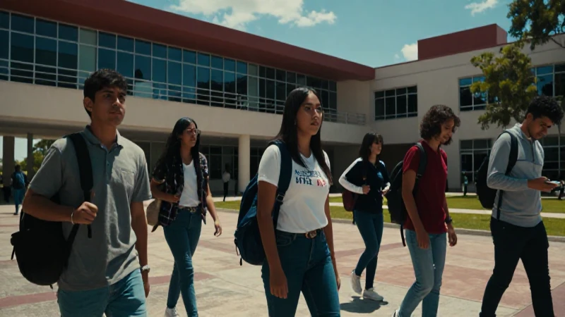 Estudiantes mexicanos en un campus universitario dinámico
