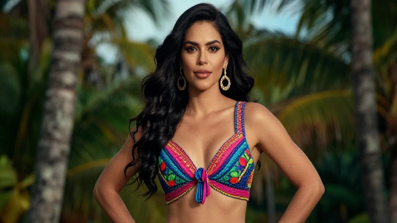 Mujer mexicana empoderada en fondo tropical vibrante