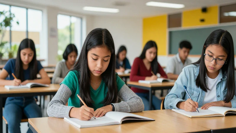 Estudiantes mexicanos en moderno campus iluminado
