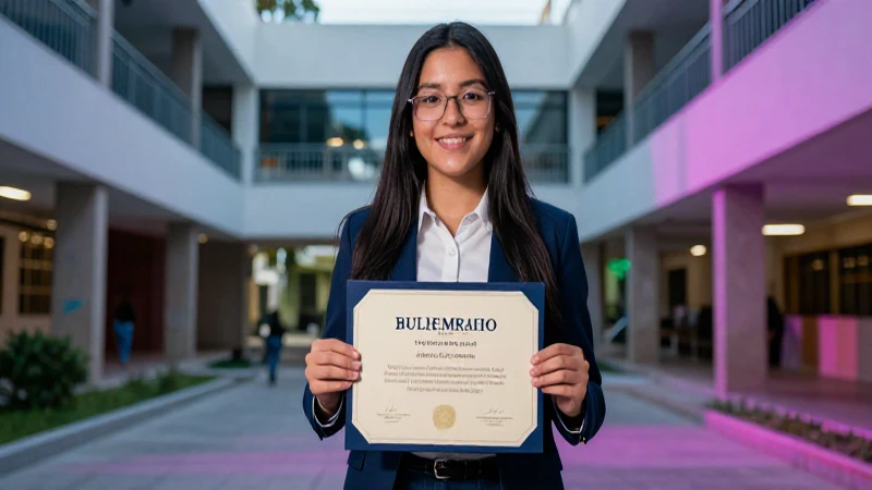 Estudiante mexicano con certificado, estilo profesional