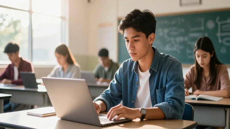 Estudiante mexicano en aula moderna