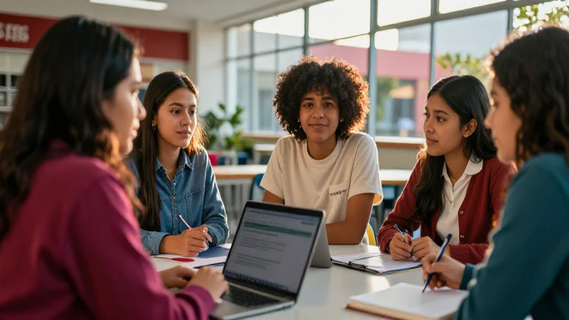 Estudiantes mexicanos colaboran en un ambiente universitario