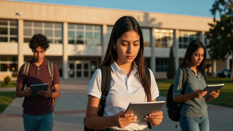 Estudiante mexicano en campus con luz dorada