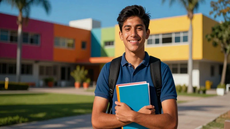 Estudiante mexicano brillante con libro
