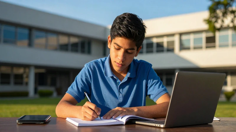 Estudiante mexicano estudiando intensamente con iluminación cinematográfica