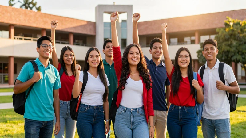 Estudiantes mexicanos celebran su éxito en el campus