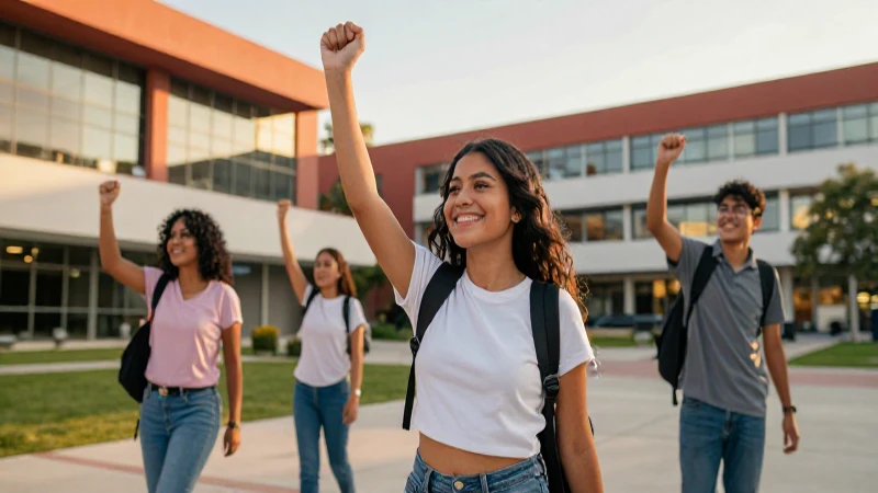 Estudiante mexicano celebra éxito en campus moderno