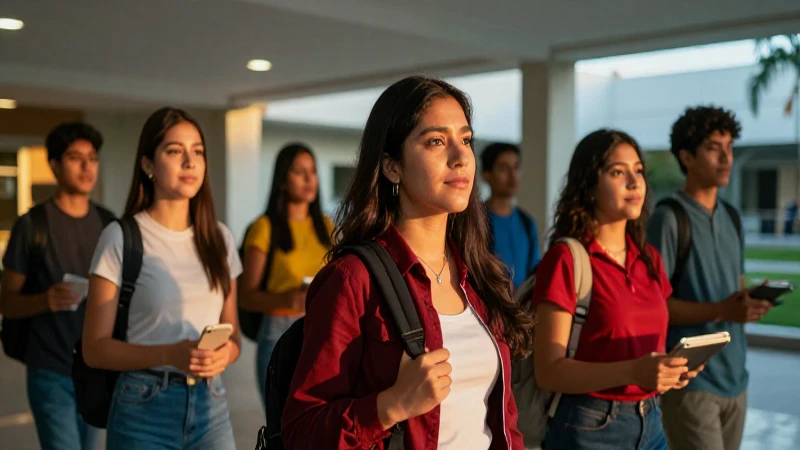 Estudiantes mexicanos en campus vibrante