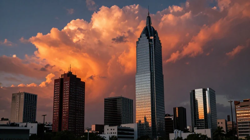 Cielo vibrante y skyline urbano de Ciudad de México