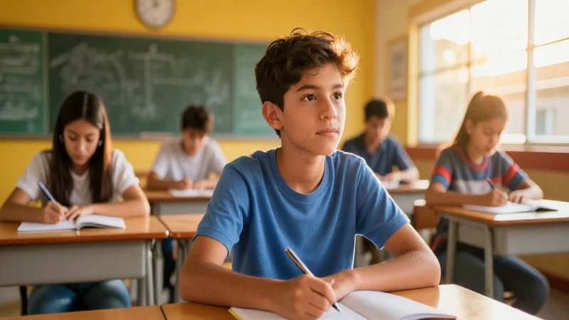 Estudiante mexicano con oportunidad en clase vibrante
