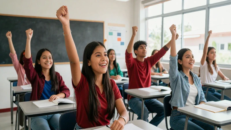 Estudiantes mexicanos celebran en aula moderna