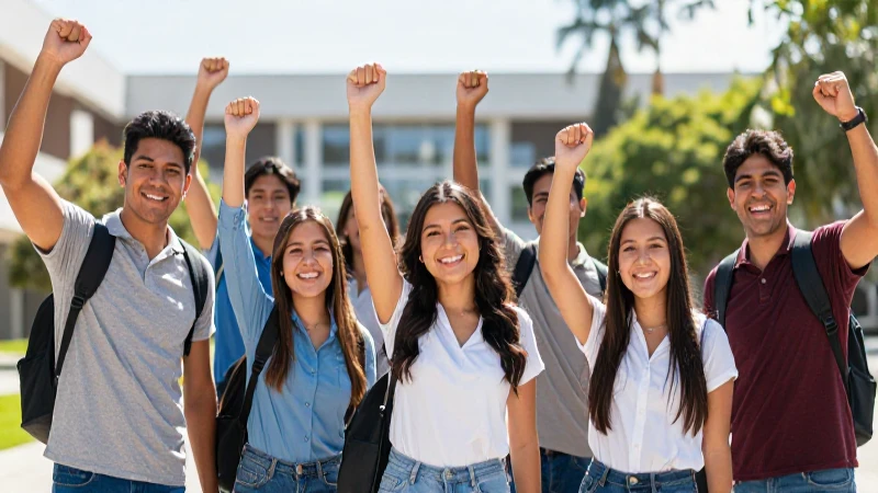 Estudiantes mexicanos celebrando su éxito