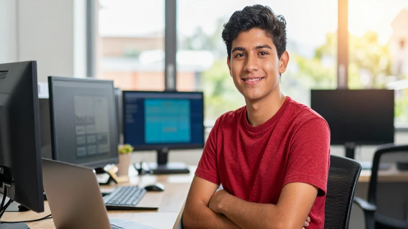 Joven estudiante mexicano aprendiendo en un ambiente digital