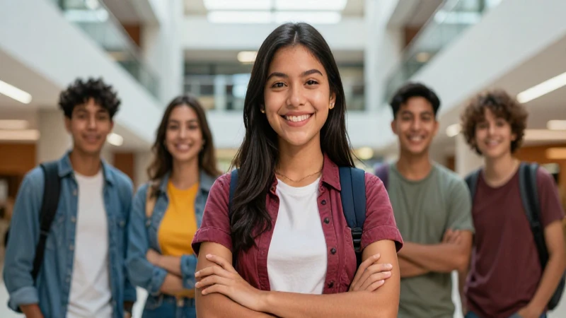 Estudiante mexicana sonríe con optimismo en su campus