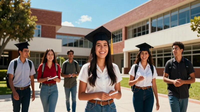 Graduado mexicano en campus vibrante y moderno