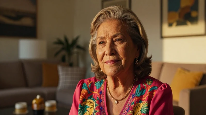 Mujer mexicana anciana sonríendo en luz dorada