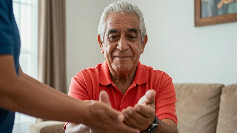 Anciano mexicano dignificado mostrando cuidado