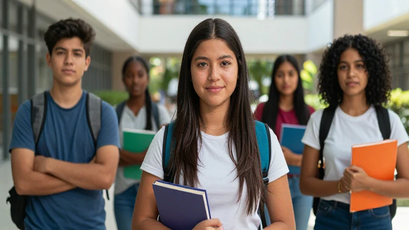 Estudiante mexicano en campus moderno de alta calidad
