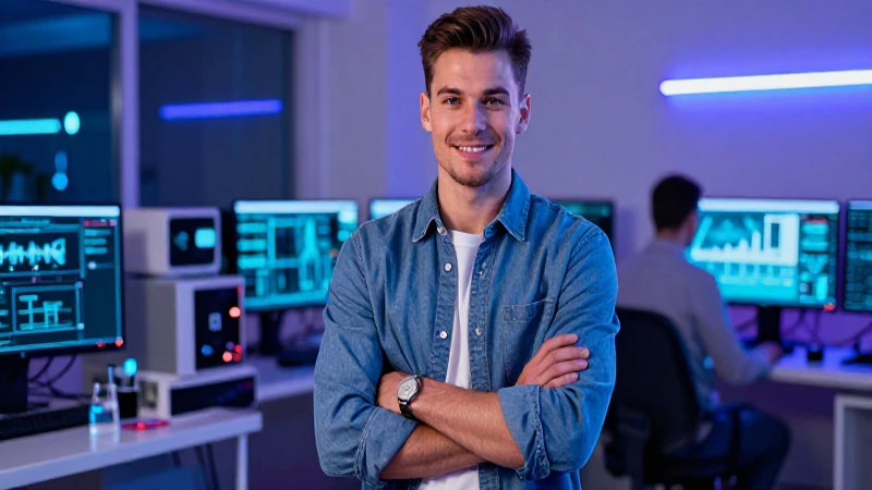 Profesional exitoso en un entorno de alta tecnología