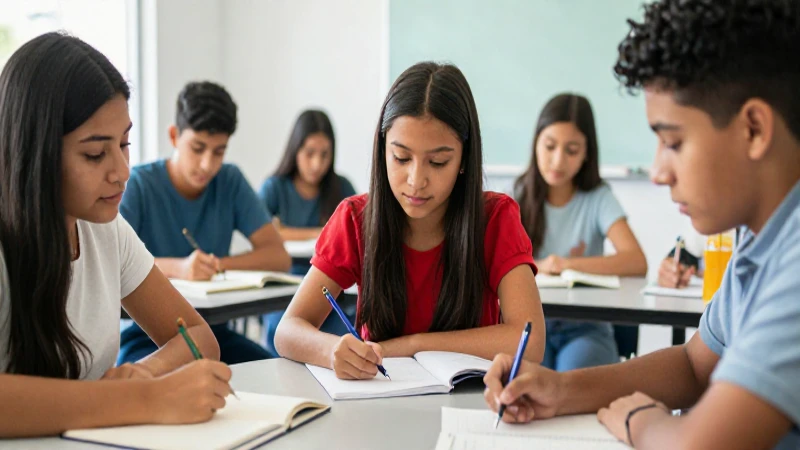 Jóvenes mexicanos estudiando en aula moderna