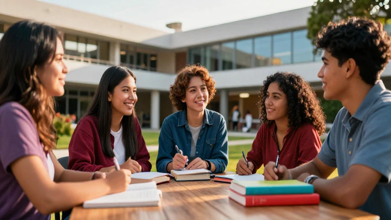 Estudiantes mexicanos celebran en un campus moderno
