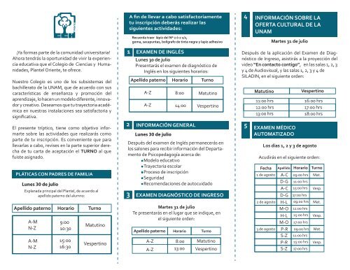 que actividades se realizan en el cch oriente