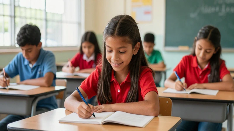 Estudiante mexicano sonriente aprendiendo con éxito