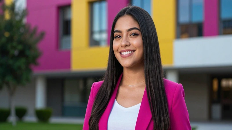 Joven universitaria mexicana exitosa y radiante