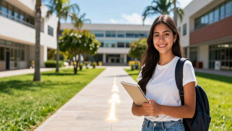 Estudiante mexicana soñando con el éxito universitario