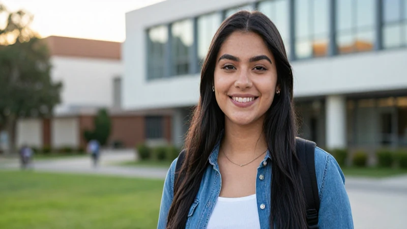 Estudiante mexicano exitoso, radiante en su campus