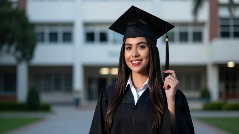 Retrato de estudiante mexicano exitoso en campus