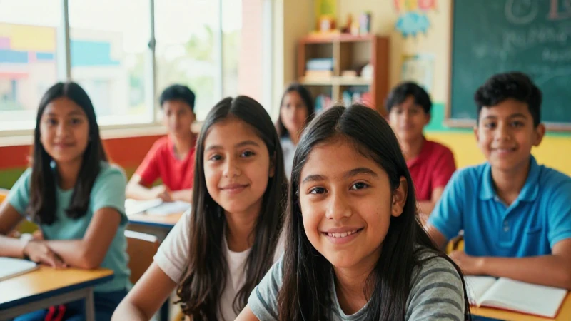 Sonrisa mexicana en clase moderna y colorida