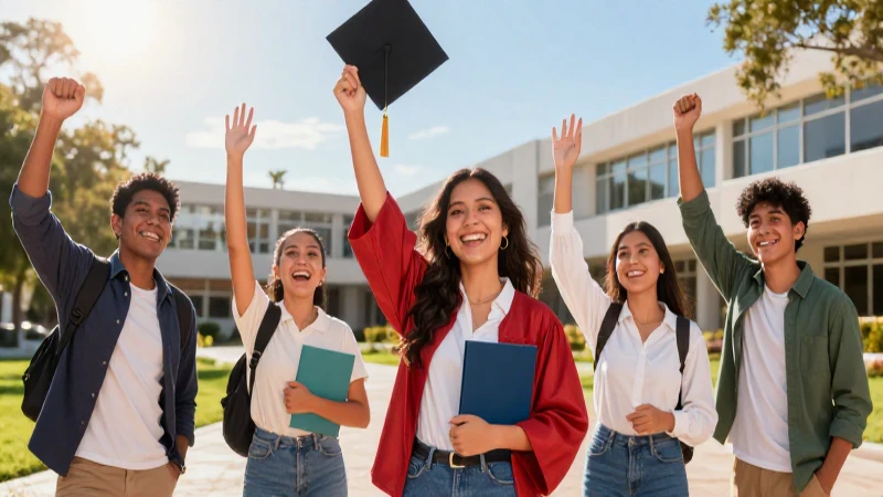 Estudiantes mexicanos celebrando el éxito académico