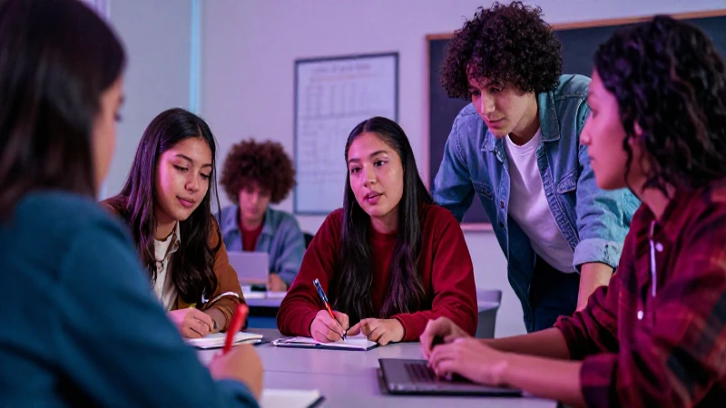 Estudiantes mexicanos colaborando en un aula dinámica