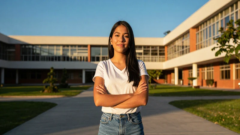 Estudiante mexicano seguro en el campus universitario