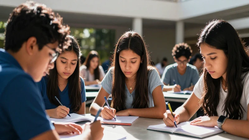 Estudiantes mexicanos estudiando en campus vibrante