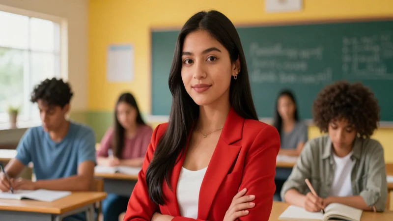 Joven estudiante mexicano mira el futuro en un aula moderna