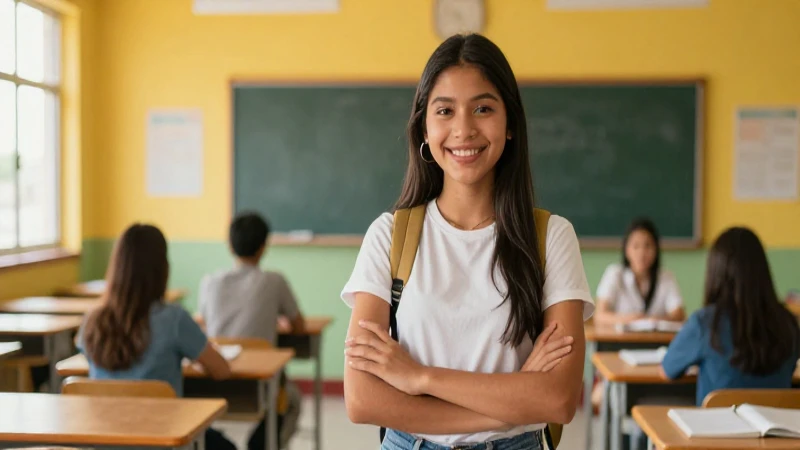 Estudiante mexicano sonriente simboliza oportunidad y progreso