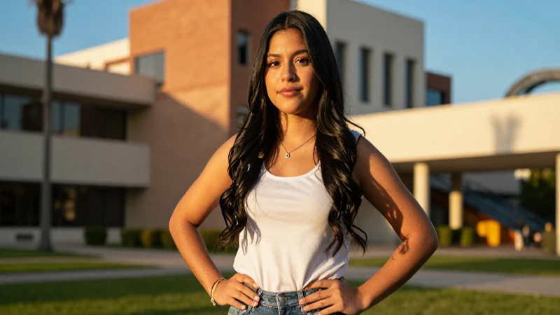 Estudiante mexicano radiante con luz dorada