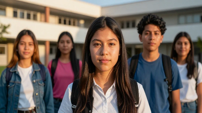 Joven mexicano diverso en campus moderno y dorado