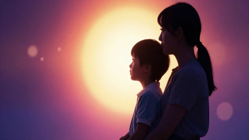 Niño y adulto soñando con un futuro brillante