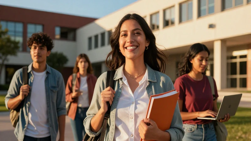 Estudiante mexicano motivado en campus vibrante