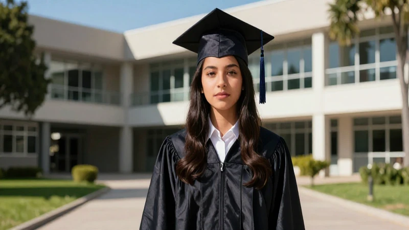 Estudiante mexicano de graduación impactante en campus