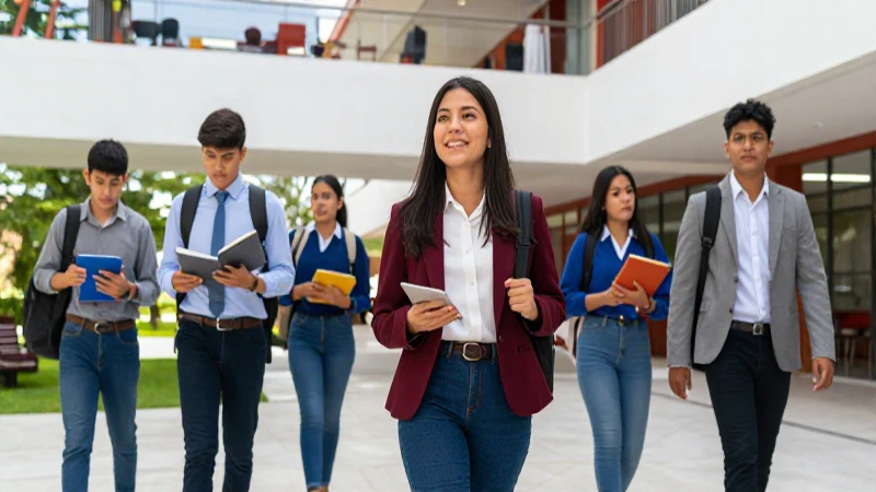Estudiantes mexicanos dinámicos en campus universitario